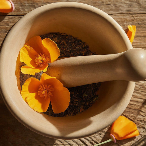 A crushed petals of a california poppy flower