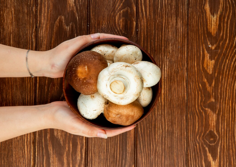 Air drying a bowl of mushrooms