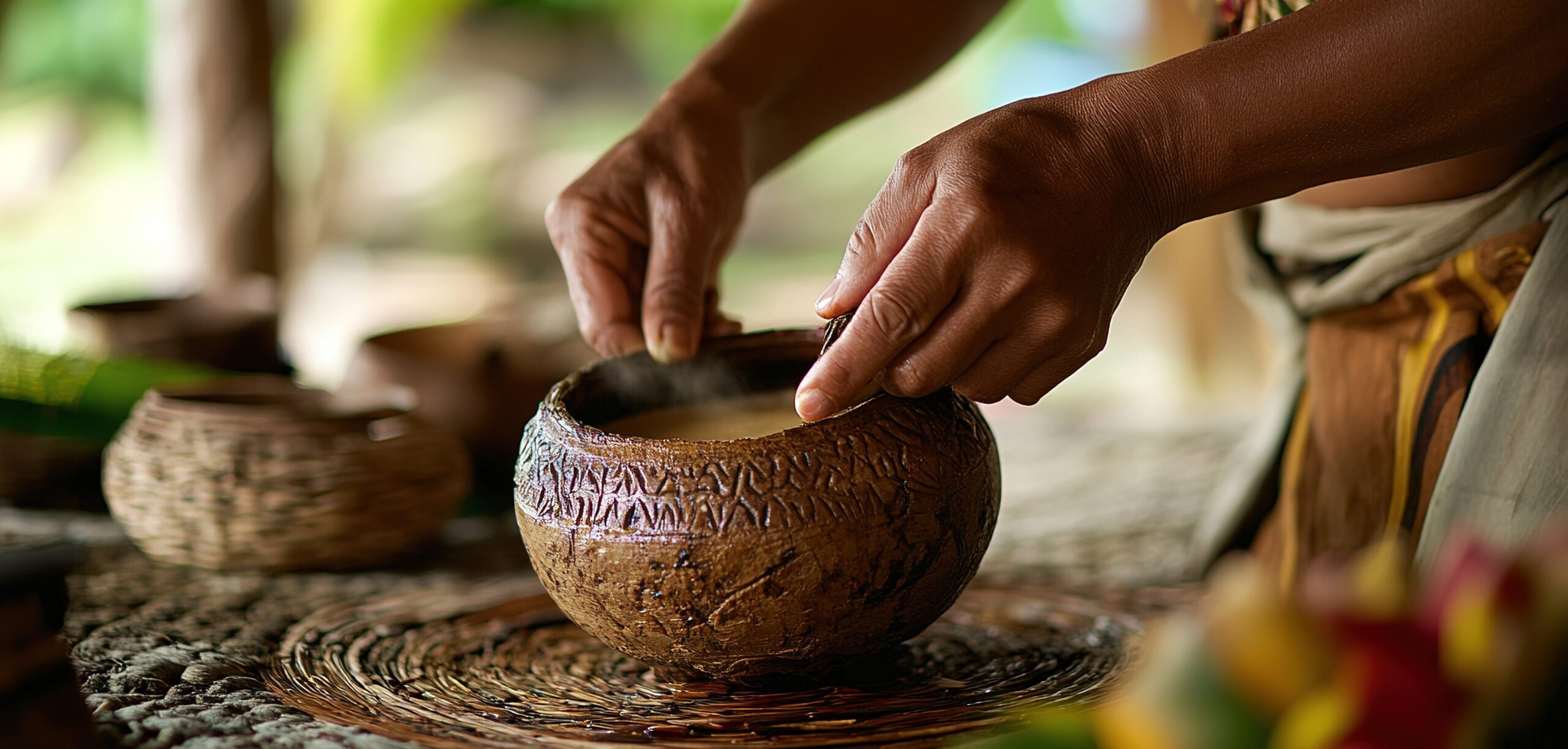 A person preparing a kava beverage