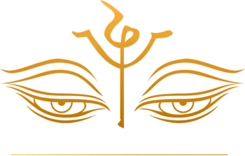 Golden Amentara eyes symbol above a line of mushrooms and plants