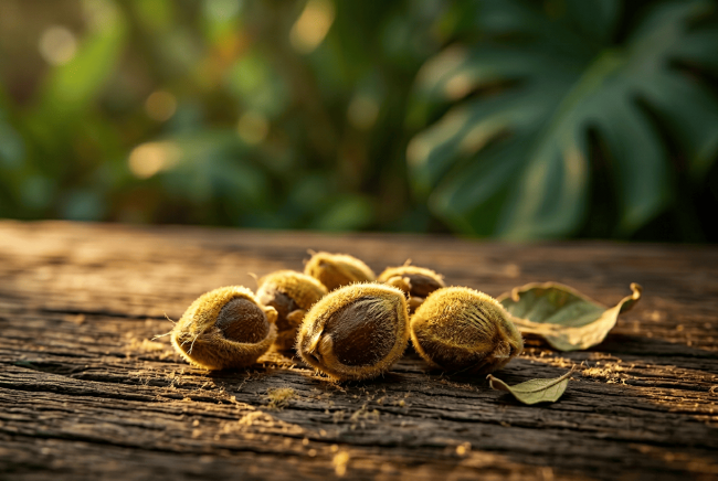 Firefly_Gemini Flash_High-end macro botanical photography of Hawaiian Baby Woodrose seeds (Argyreia nervos 473676(2)
